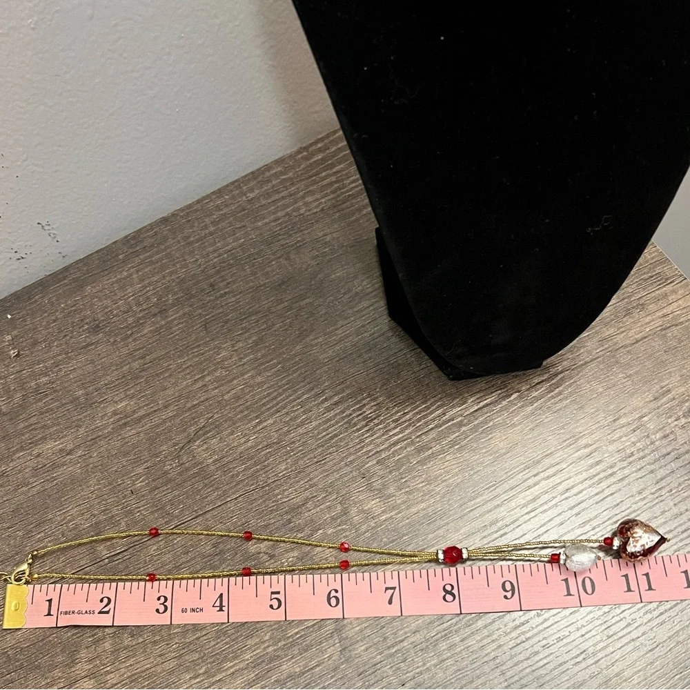 Elegant Gold and Red Heart Pendant Necklace